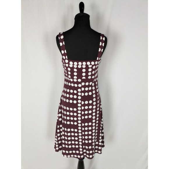 White House Black Market Dress 4 Women's Maroon Polka Dot A Line Jersey Twist - Picture 5 of 10